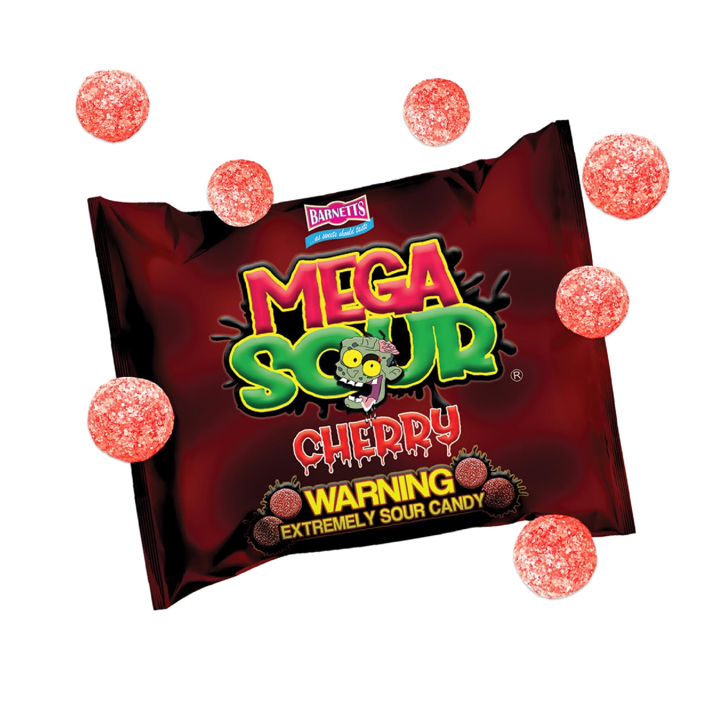 Barnetts Mega Sour Candy Cherry - Handmade Sweets - 104g - Red - Perfect for Party Bags and Gift Hampers