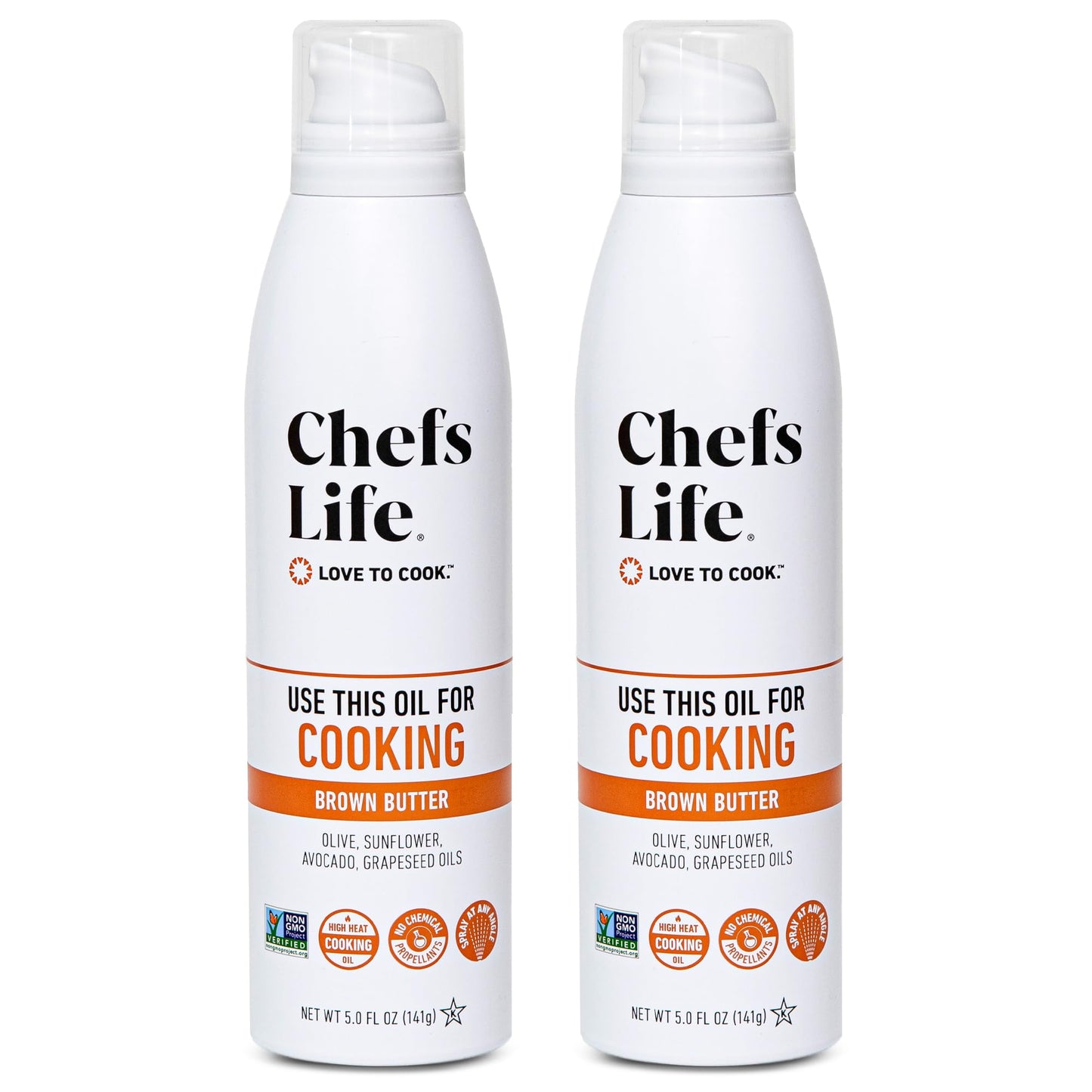 Chefs Life Brown Butter Cooking Spray, Non-Stick Olive Oil with Avocado & Grapeseed Oil, 5 fl oz (Pack of 2)