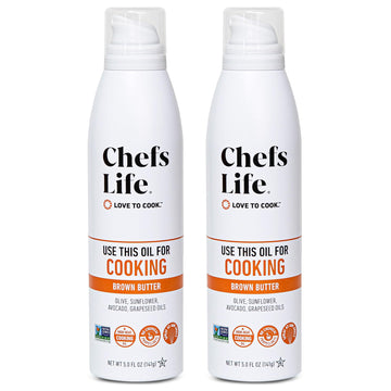 Chefs Life Brown Butter Cooking Spray, Non-Stick Olive Oil with Avocado & Grapeseed Oil, 5 fl oz (Pack of 2)