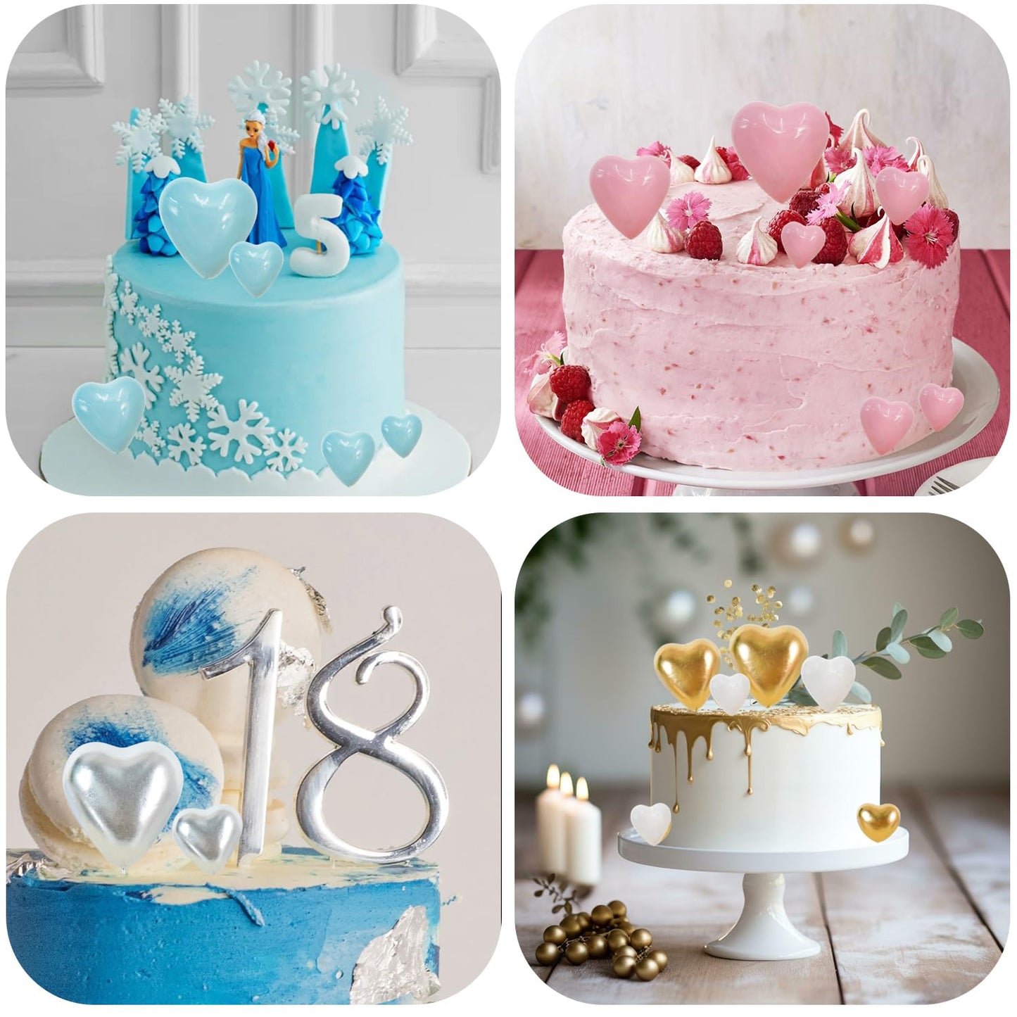Beishida 20 Pcs Gold Heart Cake Toppers 3D Heart Cake Toppers Foam Toppers Cake Decoration Happy Birthday Cake Diy Cake Insert F