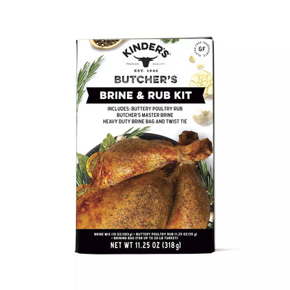 Kinder's Butcher's Brine and Rub Kit, Includes Buttery Poultry Rub, Butcher's Master Brine Mix and Heavy Duty Brine Bag for up t