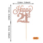 YCTHUNFISH Happy 21st Cake Topper Black Glitter Number 21, Rose Gold Bamboo Decoration for Birthday Party