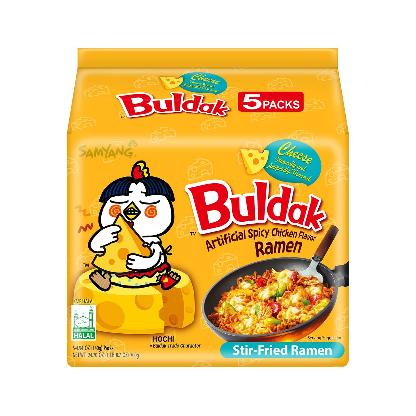 Samyang Buldak Cheese Korean Hot Spicy Chicken Stir Fried Ramyun 4.58 oz (Pack of 20)