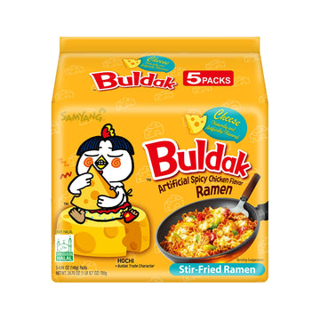 Samyang Buldak Cheese Korean Hot Spicy Chicken Stir Fried Ramyun 4.58 oz (Pack of 20)