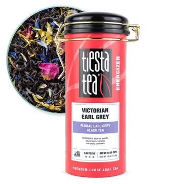 Tiesta Tea - Victorian Earl Grey | Loose Leaf | Floral Earl Grey Black Tea | Premium High Caffeinated Black Drink | Make Hot Or Iced | Brews Up To 50 Cups | 4Oz Refillable Tin