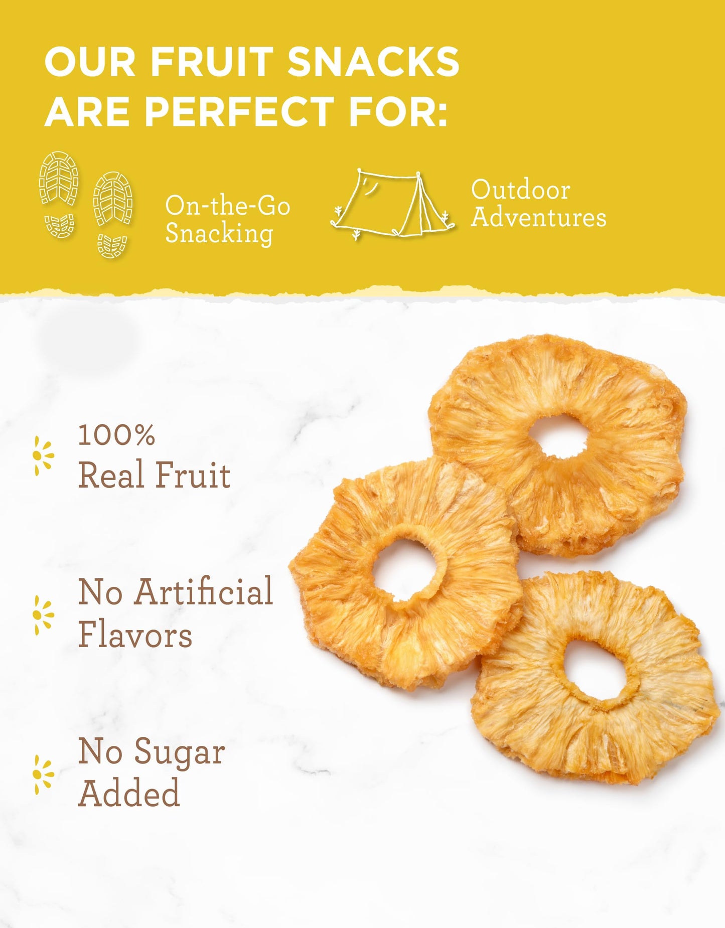 ReadyWise Freeze-Dried Organic Pineapples, 1 Pack, Vegetarian, Gluten Free, Model RWSK05-016, Healthy Snacks, Dried Fruit