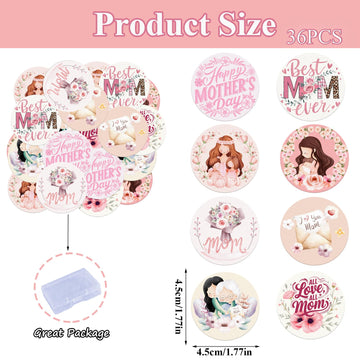 Fyeoxle 36Pcs Edible Floral Happy Mother'S Day Cupcake Toppers Wafer Paper Love Mom Thank You Mom Cupcake Picks Edible Flower Mo