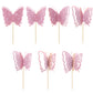 Gyufise 24Pcs Butterfly Cupcake Toppers, 3D Purple Glitter, Paper Decorations for Baby Shower, Kids Birthday, Wedding Party Supply