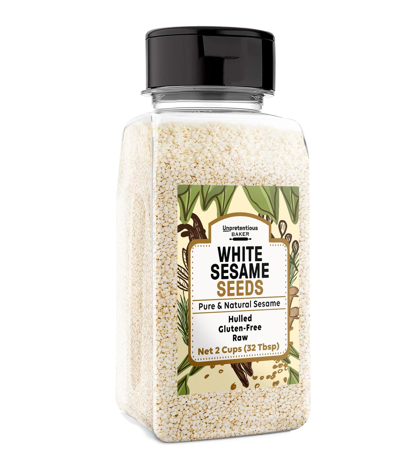 Unpretentious White Sesame Seeds, Hulled, Mild Nutty Flavor, 1 Pound