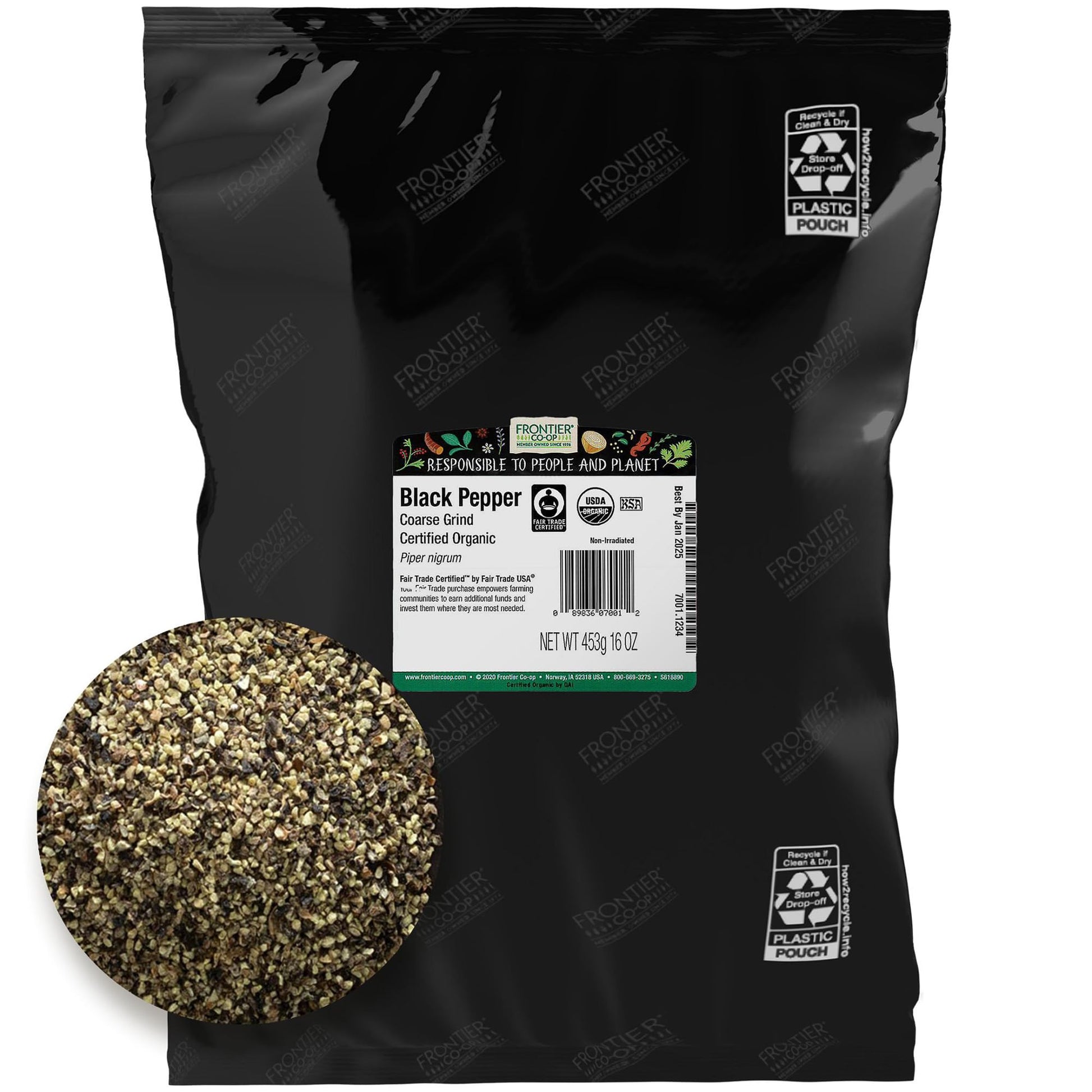 Frontier Co-op Organic Fair Trade Black Pepper (Coarse Grind) 1lb