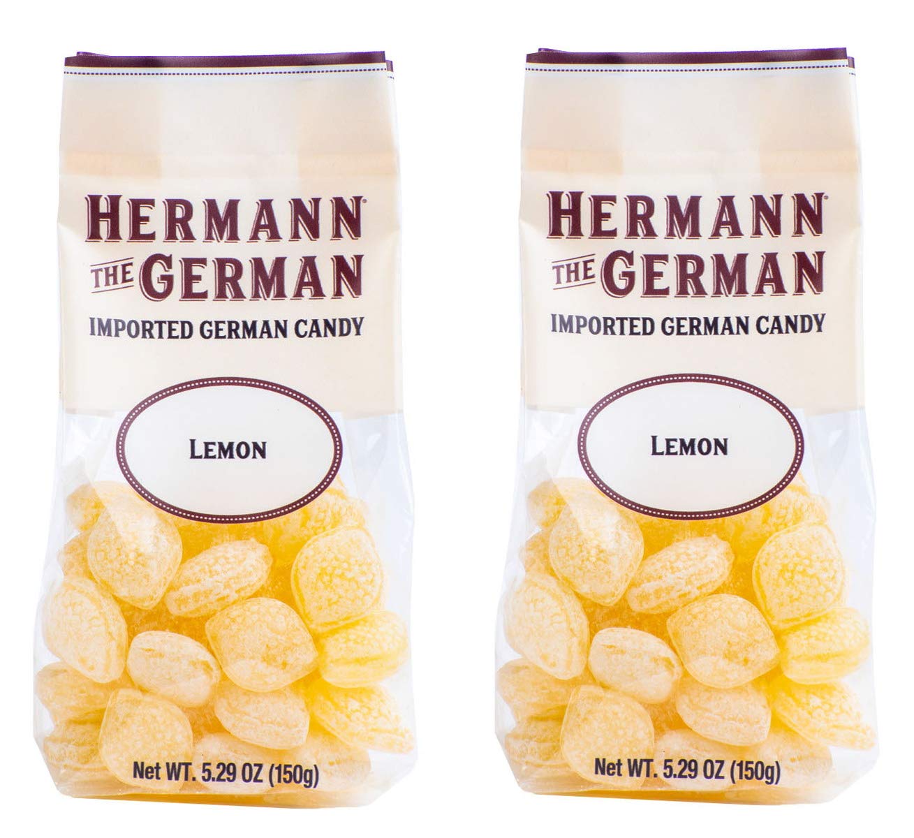 Hermann the German Hard Candy - Lemon Flavor - 5.29 Ounce (Pack of 2) - Imported