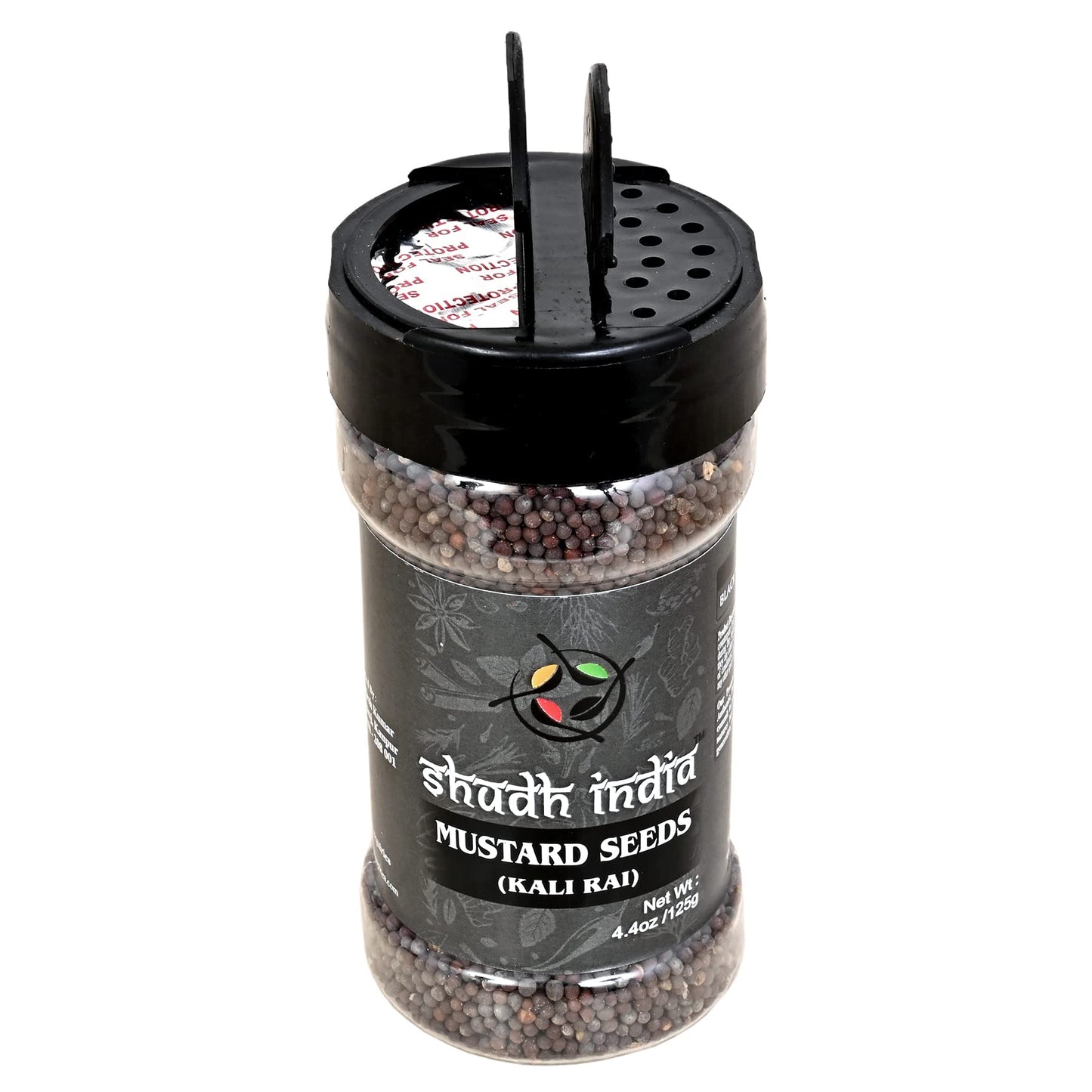 Shudh India Black Mustard Seeds Whole Spice (Kali Rai) 4.4Oz (125G) Pet Jar ~ All Natural | Gluten Friendly | Non-Gmo | Vegan |