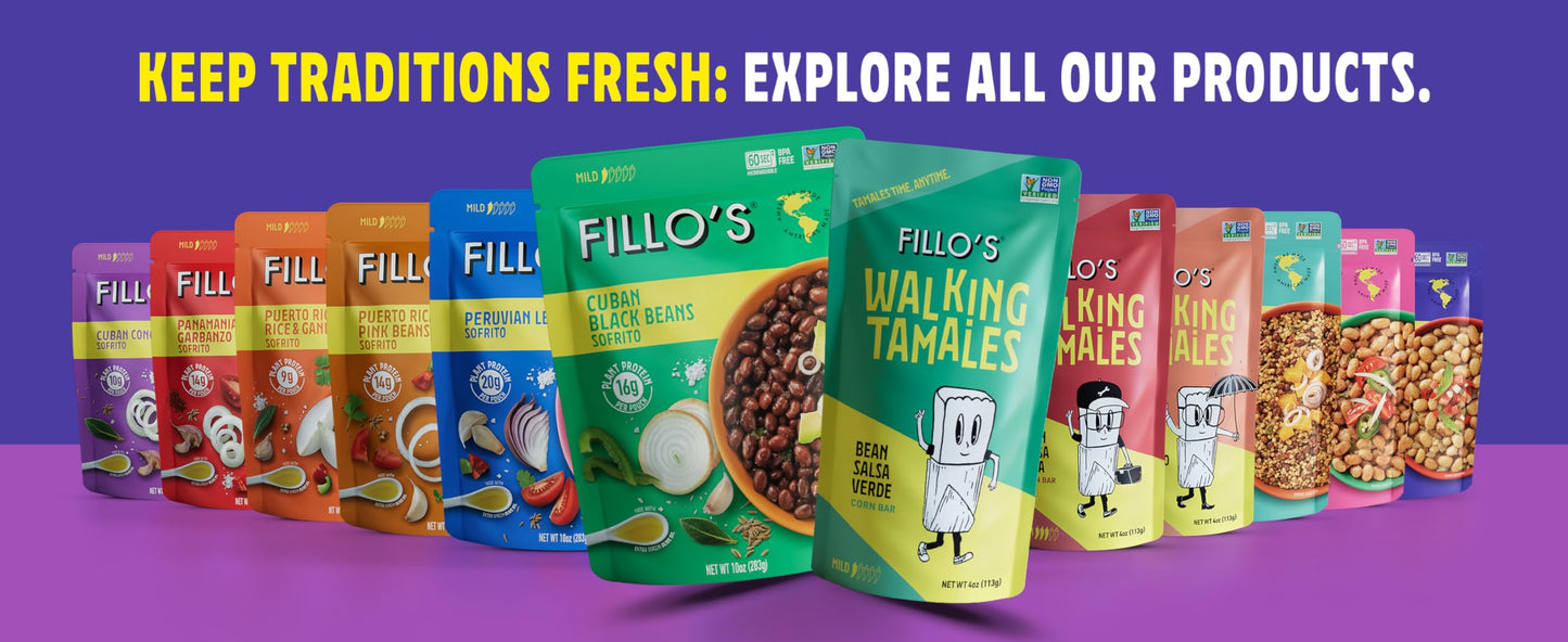 Fillo'S Cuban Congri - Black Beans And Rice, Ready To Eat Rice With Beans, 8 Oz Pk Of 6, Gluten-Free, Preservative-Free, Microwa