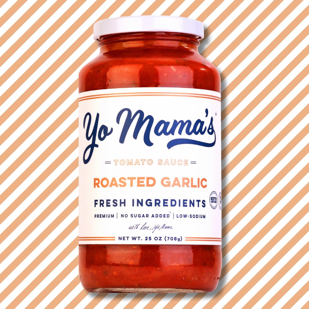 Yo Mamas Foods Keto Roasted Garlic Pasta Sauce, Vegan, Low Carb, Gluten Free, 1.56 lb (Pack of 2)