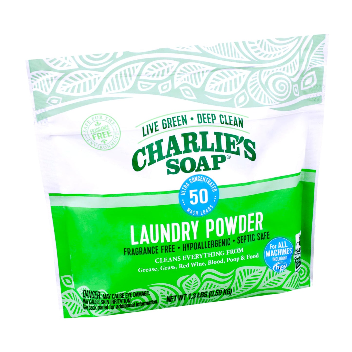 Charlieas Soap Laundry Powder (50 Loads, 1 Pack) Hypoallergenic Deep Cleaning Washing Powder Detergent - Eco-Friendly, Safe, And