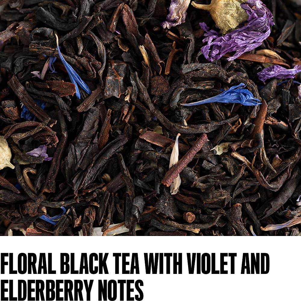 August Uncommon Black Metallic - Violet And Elderberry Tea Black - Lush Blend With Dark Berry And Floral Notes - Loose Leaf Tea