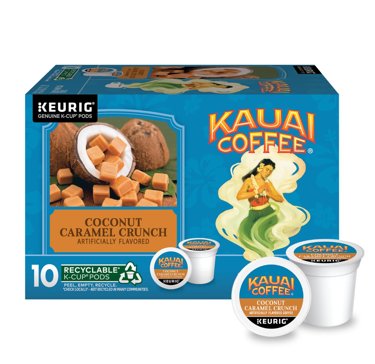 Kauai Coffee Coconut Caramel Crunch K-Cup Compatible Coffee, 10 Count (Pack of 6)