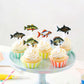 Cyodoos 24Pcs Fish Cupcake Toppers Go Fishing Theme Decorations Baby Shower Boys Girls Happy Birthday Party Tropical Party Cake
