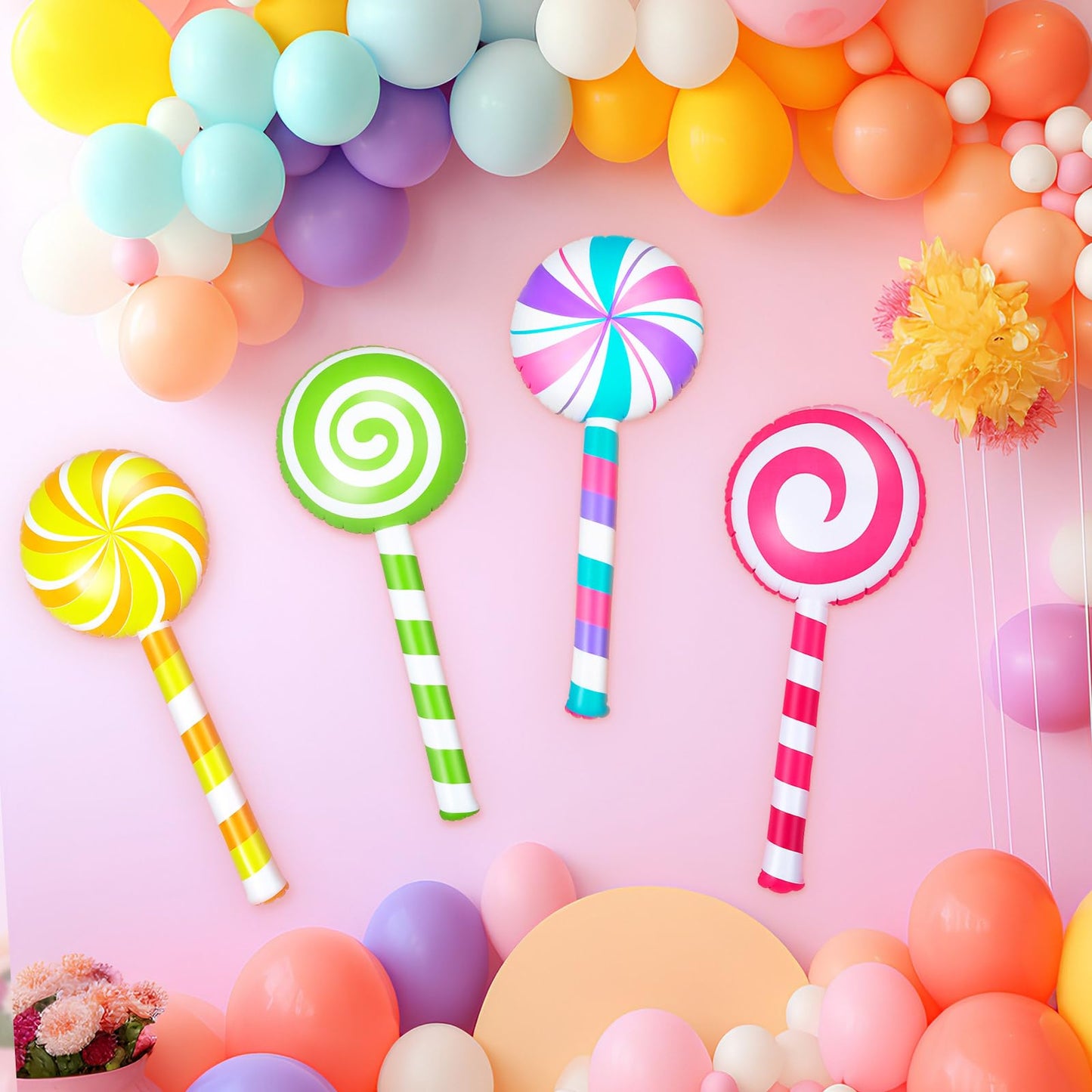 Poen Inflatable Lollipop 29.53 Inch Candy Prop Decorations - Rainbow Color, Model Poen-fvd4185451321654