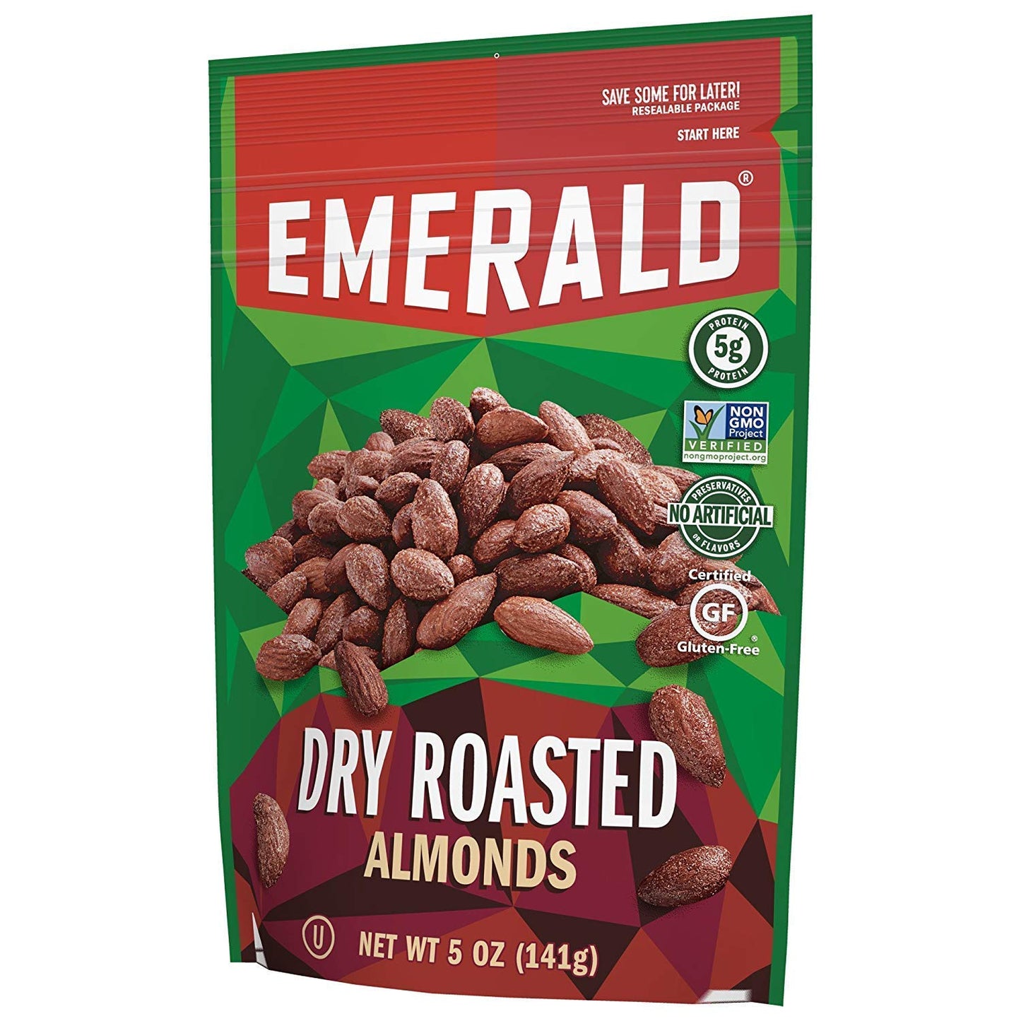 Emerald 33664 Dry Roasted Almonds 5 oz Pack 6/Carton