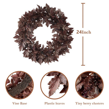 WBHome Artificial Cimicifuga Plant Leaf Wreath 24inch - 2 Pack