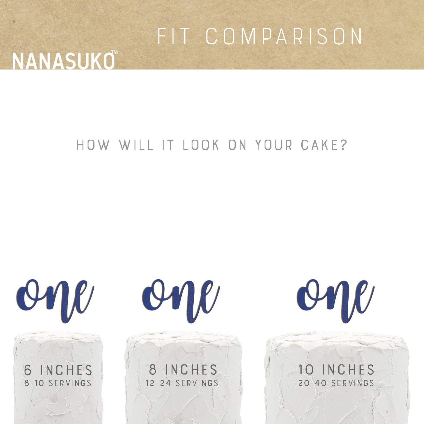 Nanasuko 1St Birthday Cake Topper - One - Double Sided Navy Blue Glitter - Premium Quality Made In Usa