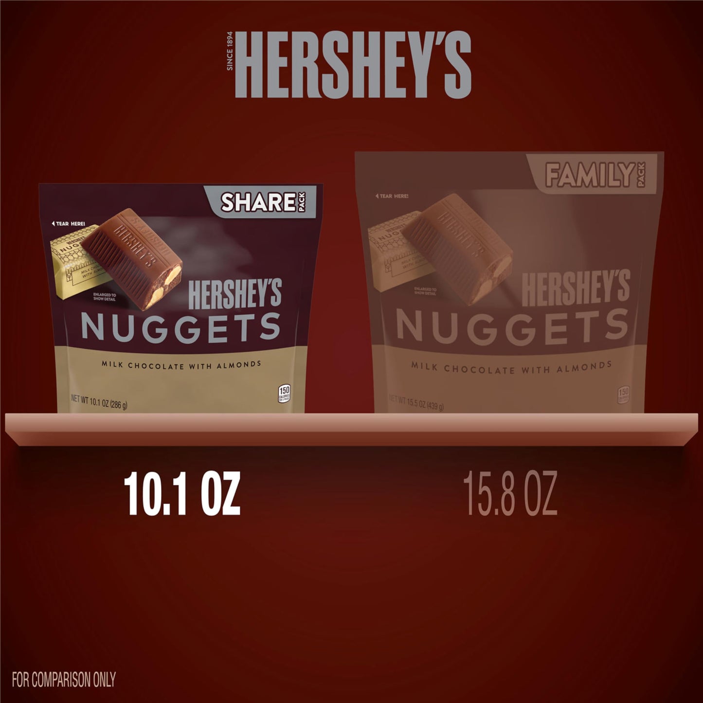 HERSHEYS NUGGETS Milk Chocolate with Almonds Candy Share Pack, 10.1 oz