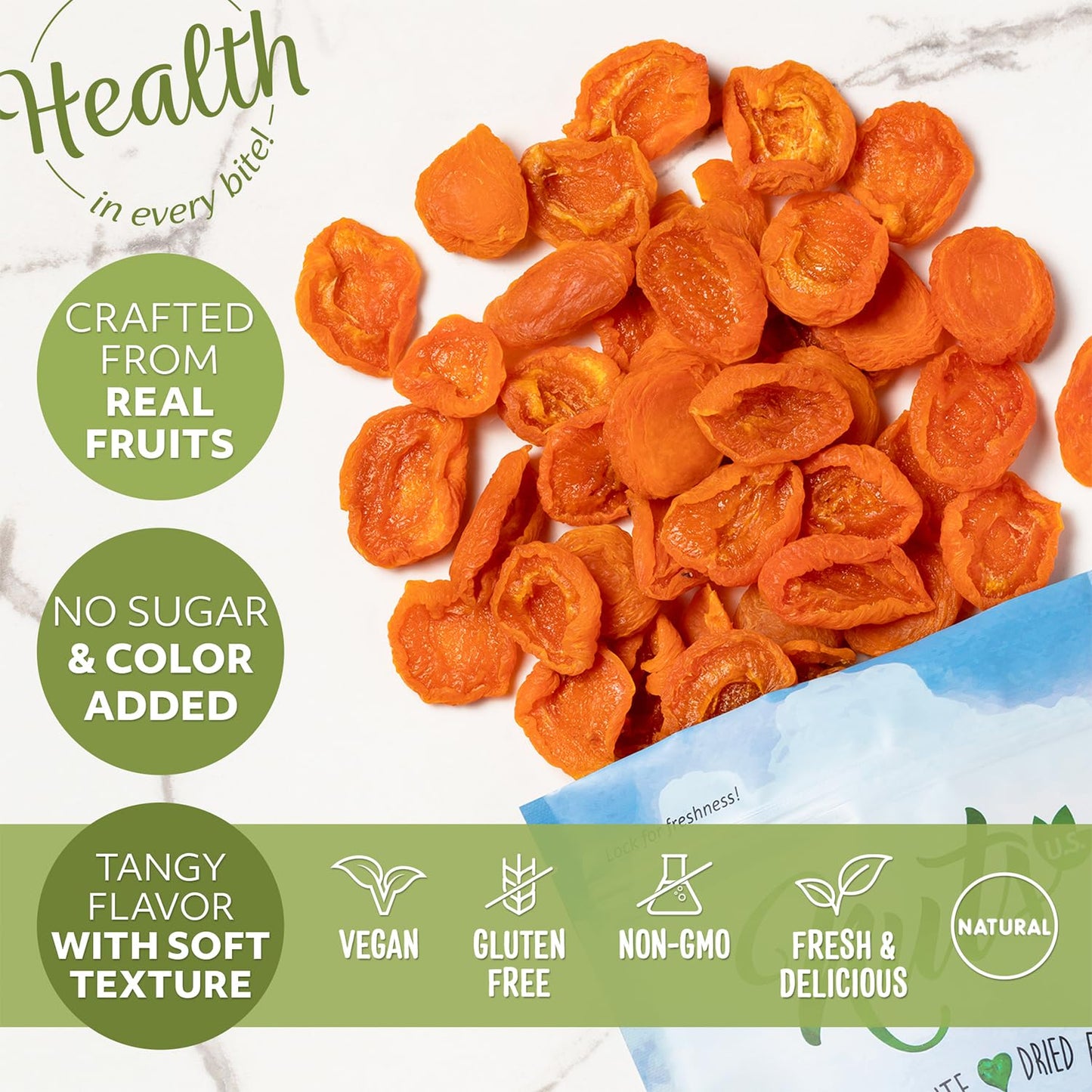 Nuts U.S. - California Sun Dried Fancy Apricots | Juicy And Tangy Flavor | No Sugar Or Color Added | Gluten Free And Non-Gmo | Apricots In Resealable Bags (4 Lbs)