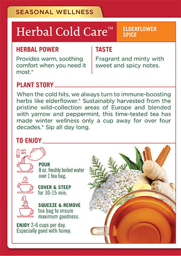 Traditional Medicinals Organic Herbal Cold Care Elderflower Spice Herbal Tea, Warm & Comforting Seasonal Wellness, (Pack Of 1) -