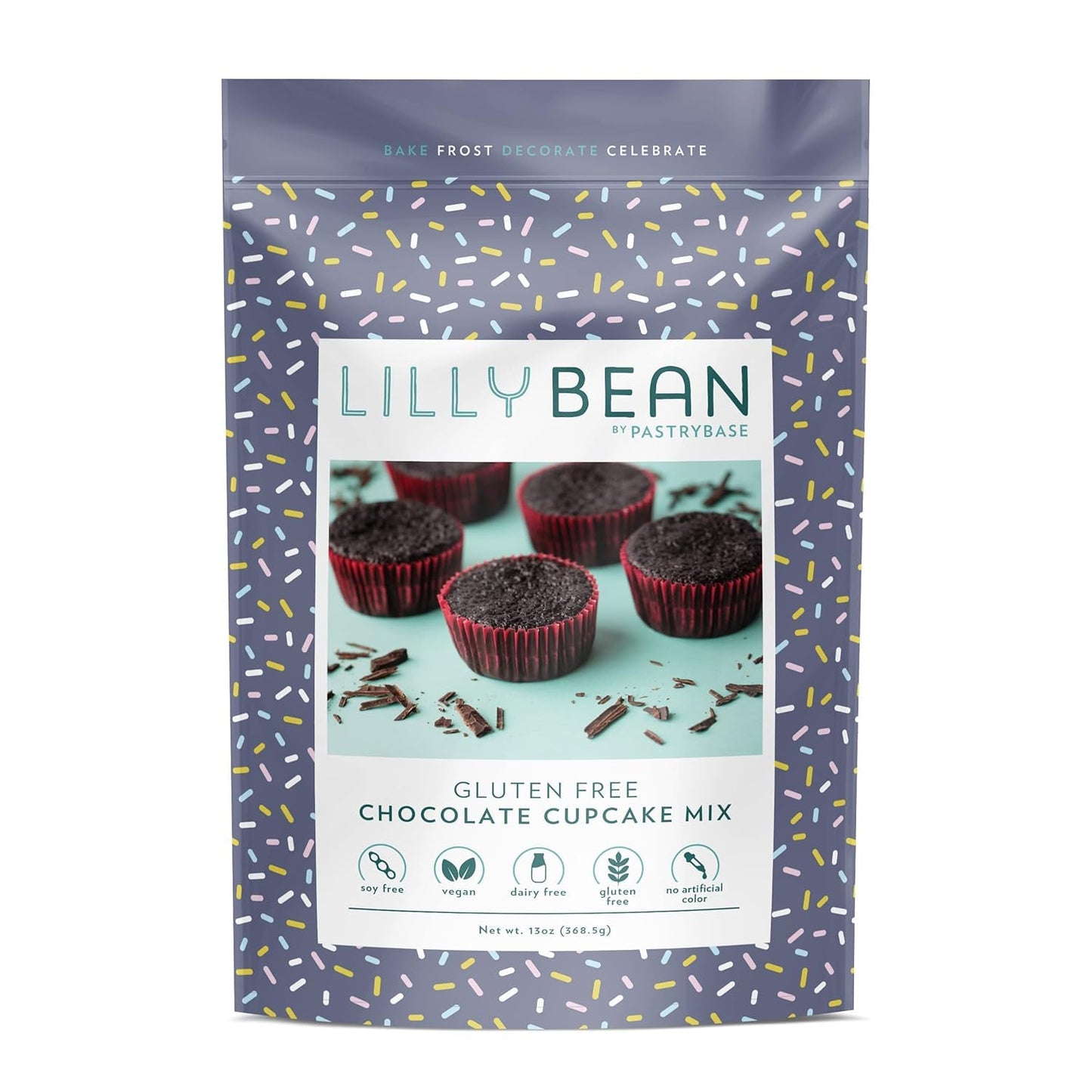 LillyBean Gluten Free Chocolate Cupcake Mix - Dairy & Soy Free, Vegan - 13 oz
