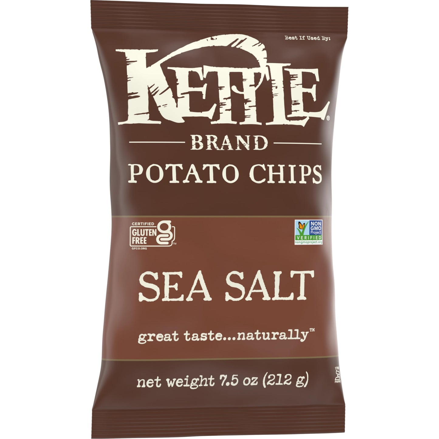 Kettle Brand Sea Salt Kettle Potato Chips, Gluten-Free, Non-Gmo, 7.5 Oz Bag