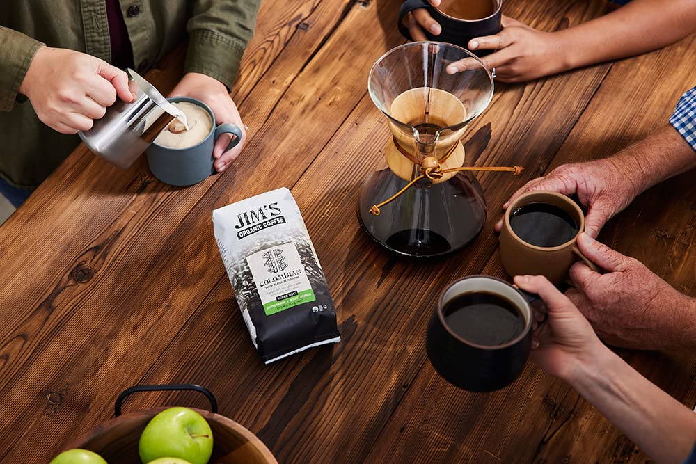 Jims Organic Coffee - Colombian - Single Origin, Medium Roast - Whole Bean, 5 Lb Bag