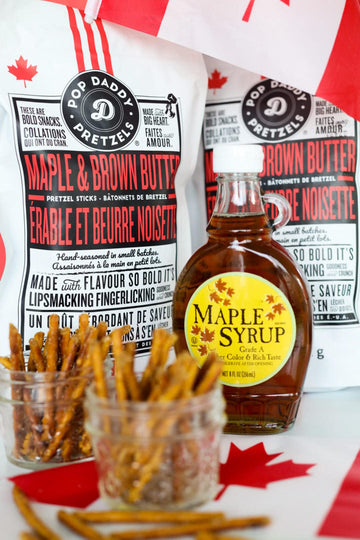 Pop Daddy Flavored Pretzels Sticks, Healthy Gourmet Pretzels Snacks, 7.5oz Individual Bags, 3 Pack, Maple and Brown Butter Flavo