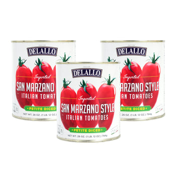 DeLallo San Marzano Style Petite Diced Italian Tomatoes, 28 Ounce Cans, Pack of 3