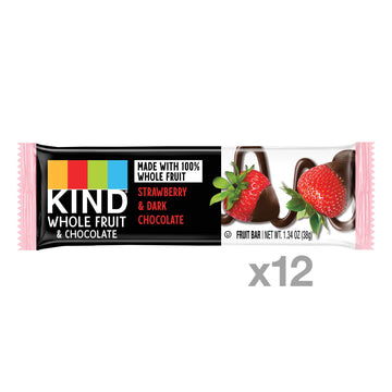 Kind Whole Fruit Bars, Dark Chocolate Strawberry, 1.2Oz, 12 Count