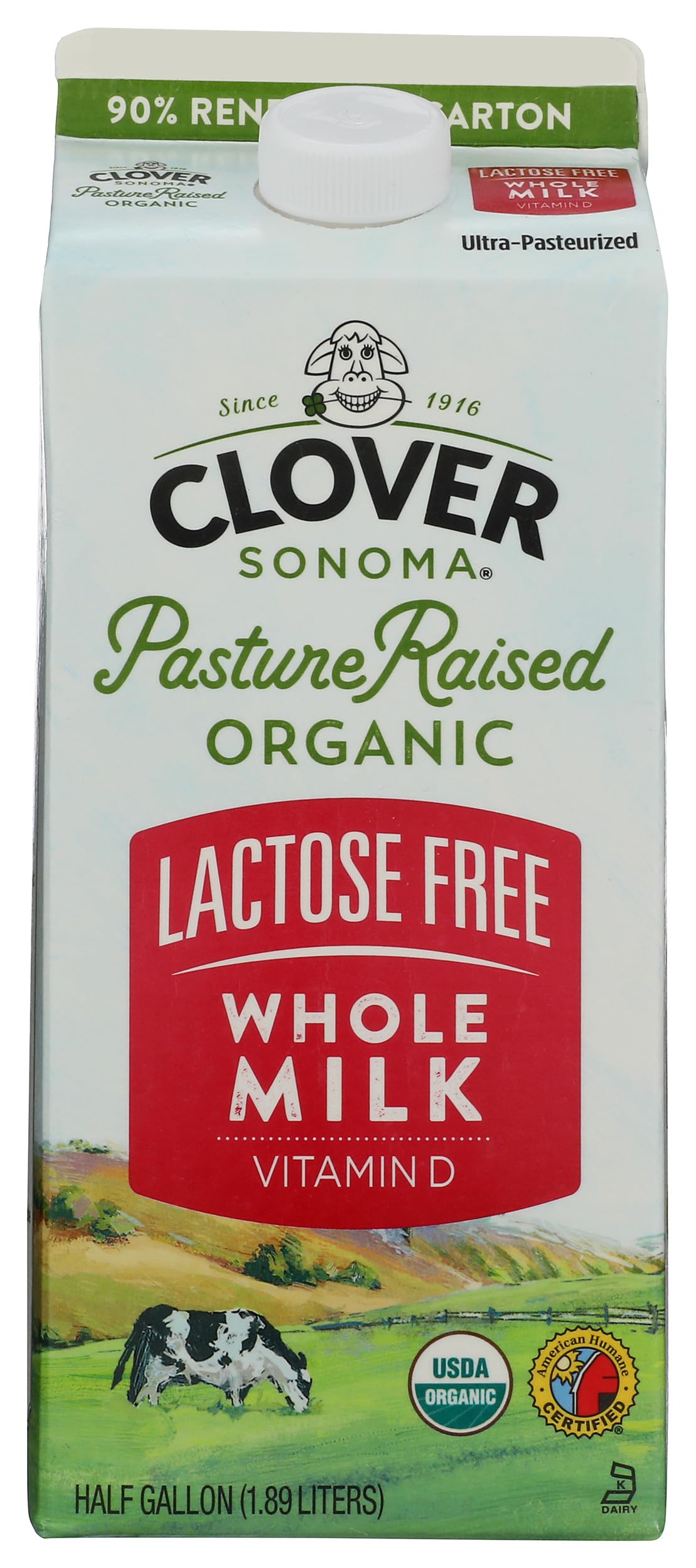 Clover Sonoma Organic Lactose Free Whole Milk, 0.5 gallon