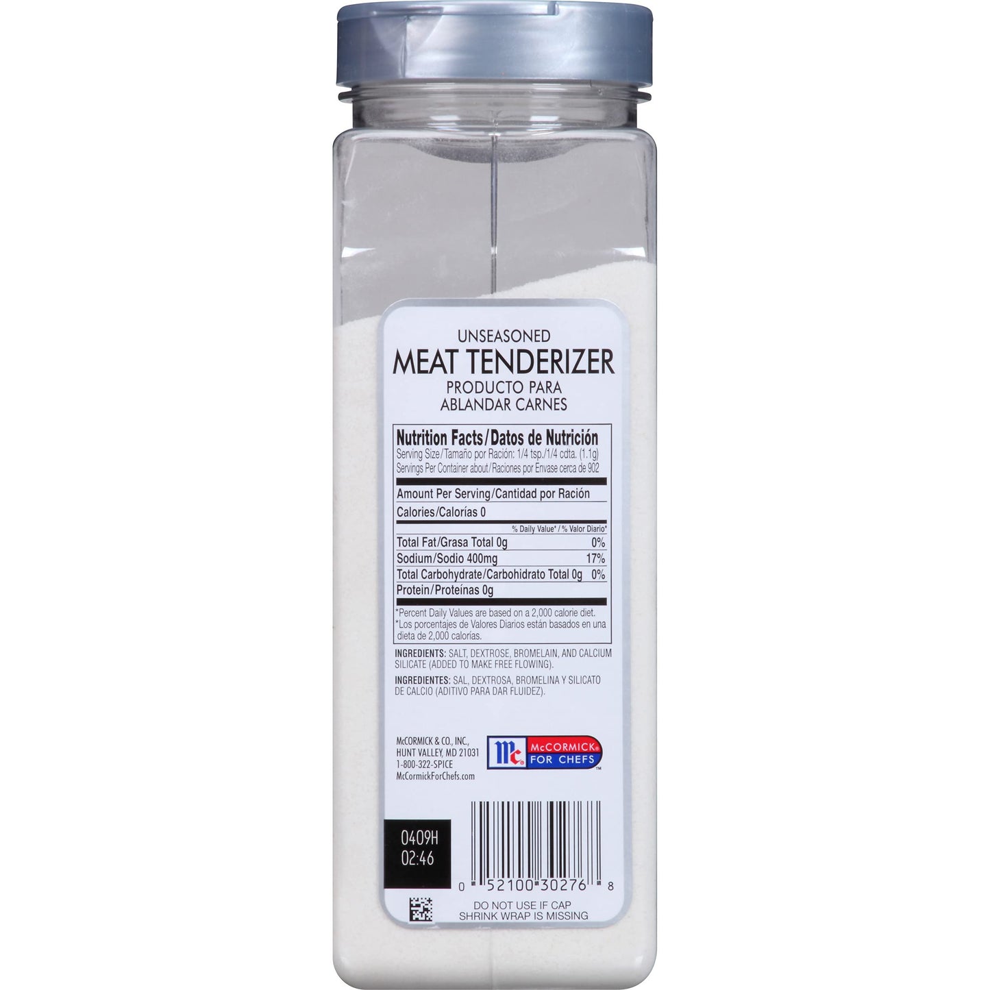 McCormick Culinary Unseasoned Meat Tenderizer, 35 oz, Perfect for Tender Meat