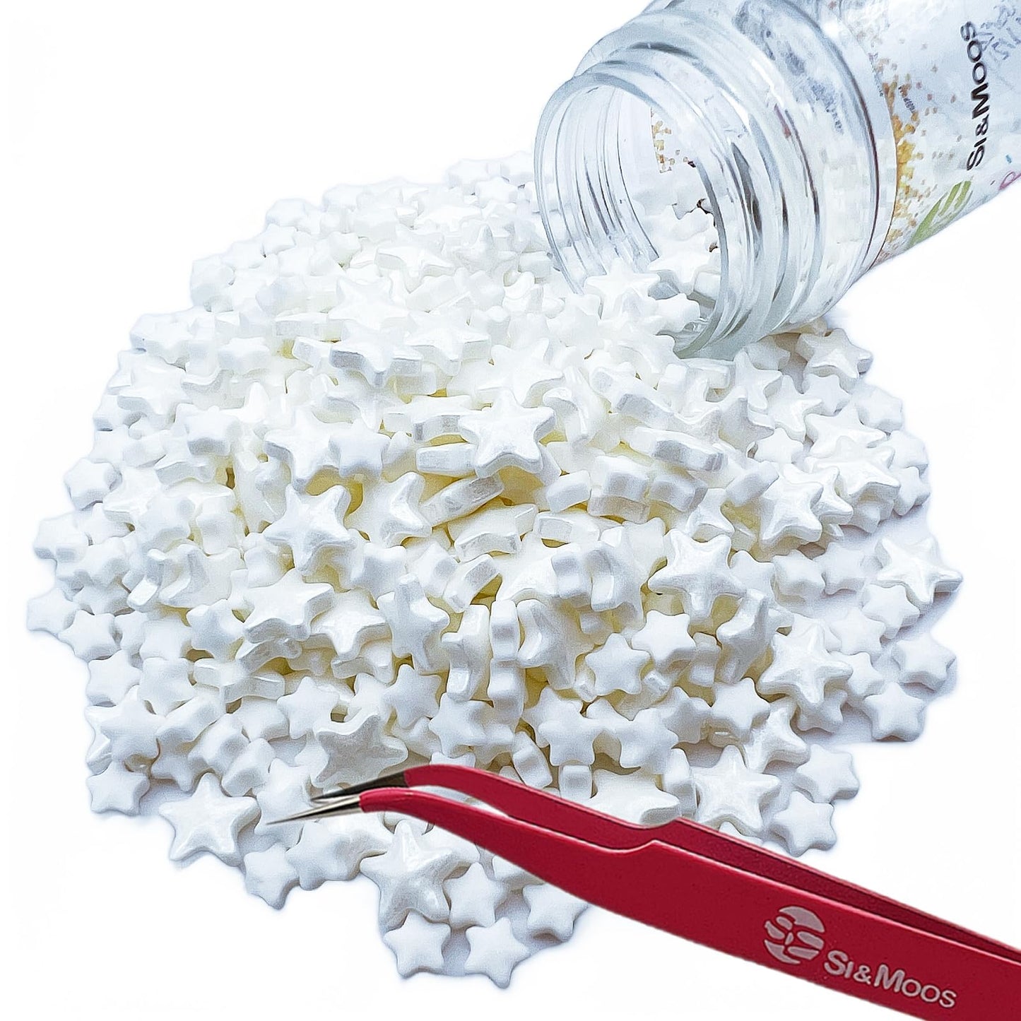 Se Si&Moos White Star Sprinkles Edible White Stars For Cake Decorating Star Icing Decorations Edible Stars Large And Small Edibl