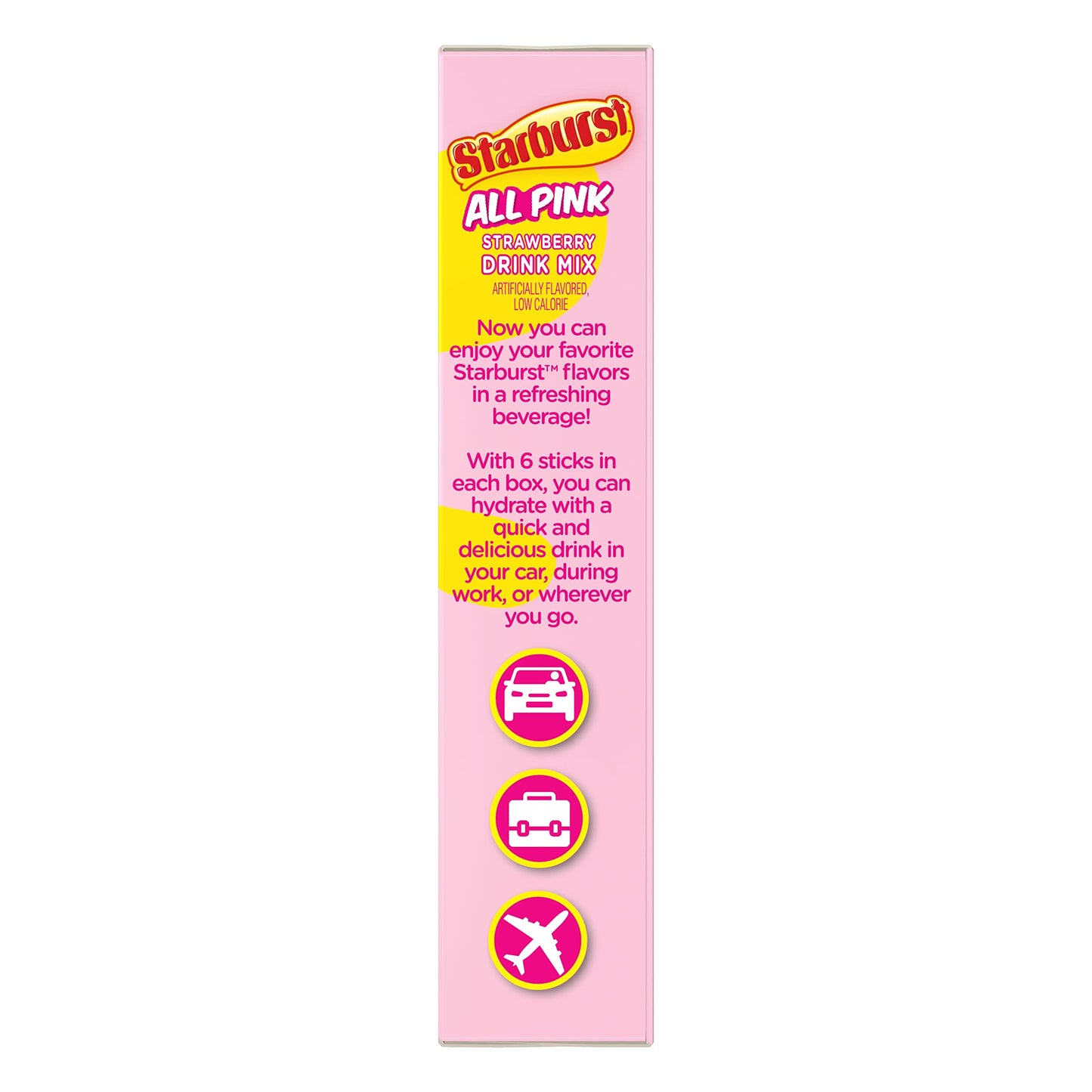Singles To Go Starburst Powdered Drink Mix, All Pink Strawberry, 3 Boxes With 6 Packets Each - 18 Total Servings, Sugar-Free Dri