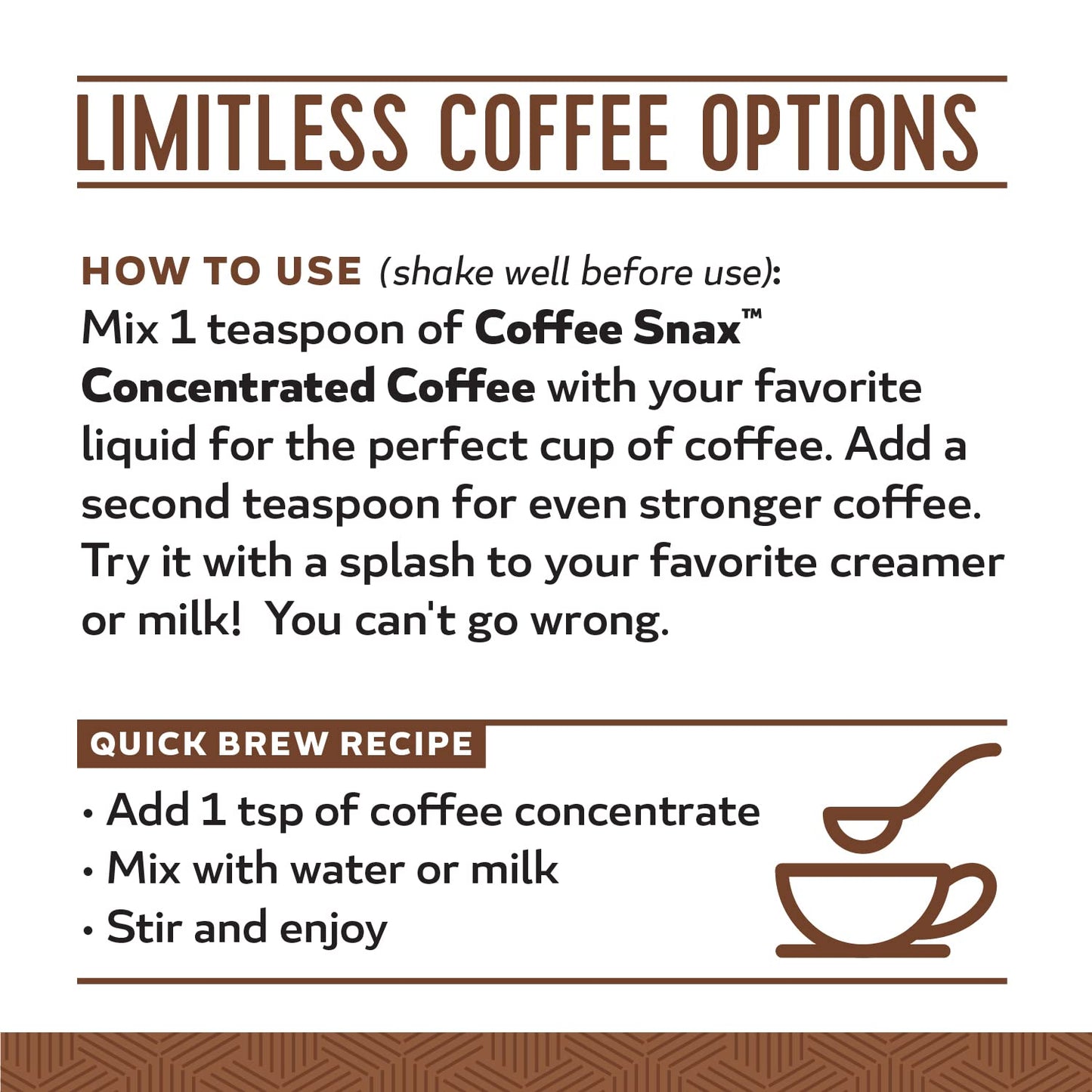 Coffee Snax Cold Brew Coffee Concentrate, Unsweetened Black Coffee Concentrate With No Added Sugar (Bulk 96 Servings Bottle)