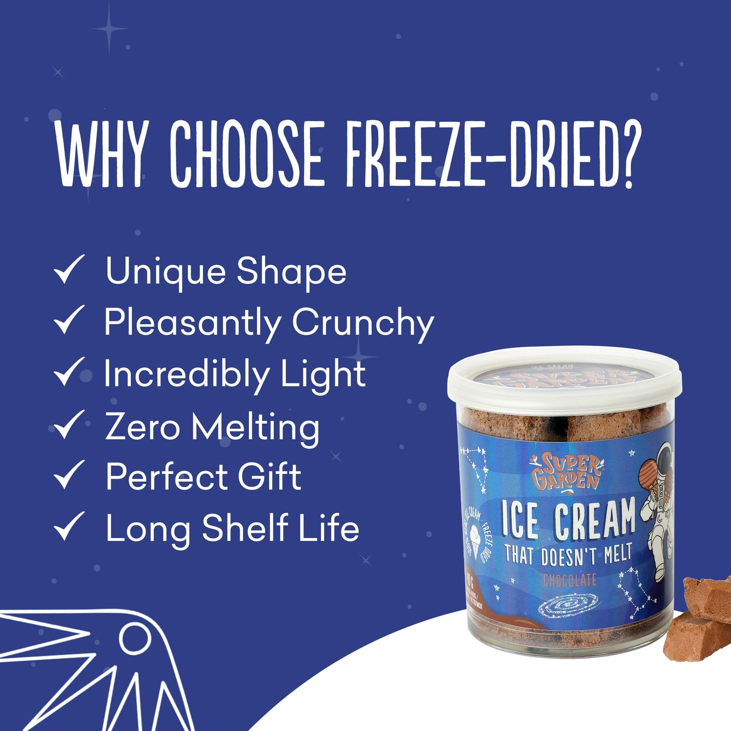 Super Garden Freeze Dried Ice Cream Chocolate | Crunchy and Creamy Freeze Dried Candy | Chololate Ice Cream loved by Kids | Perf