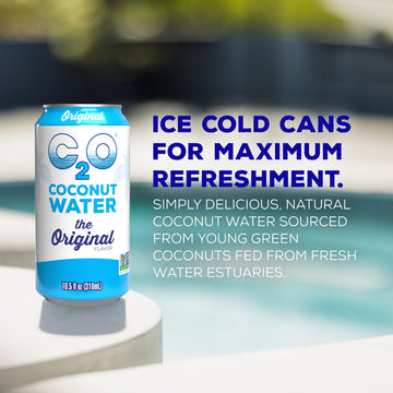 C2O - Coconut Water, The Original Flavor (24 Pack) - Made with Fresh Coconut Water - Plant Based - Non GMO - Canned Water - Natu