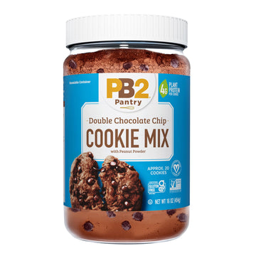 Pb2 Pantry Double Chocolate Chip Cookie Mix - 16Oz Jar | Certified Vegan, Gluten Free, Non-Gmo, 4G Plant Protein Per Cookie