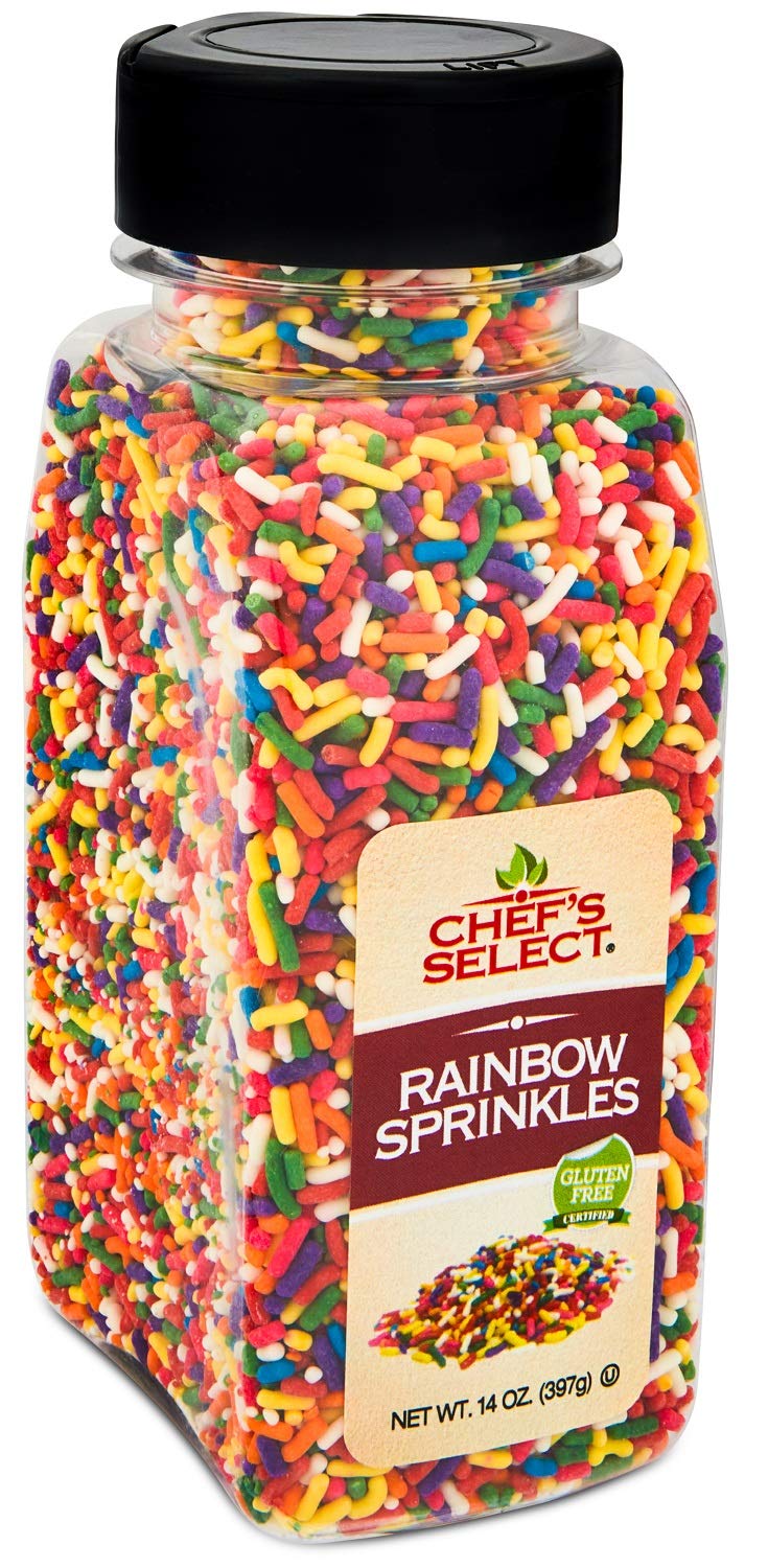 Chefs Select Decorative Rainbow Sprinkles Jimmies 14oz | Value Size | Gluten Free Certified