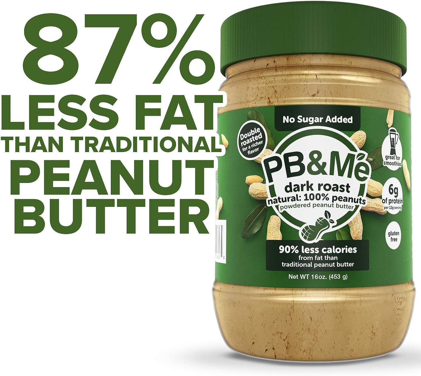 PB&Me Natural Powdered Peanut Butter - Gluten Free, High Protein, Less Calorie Peanut Butter for Smoothie And Protein Shake Add