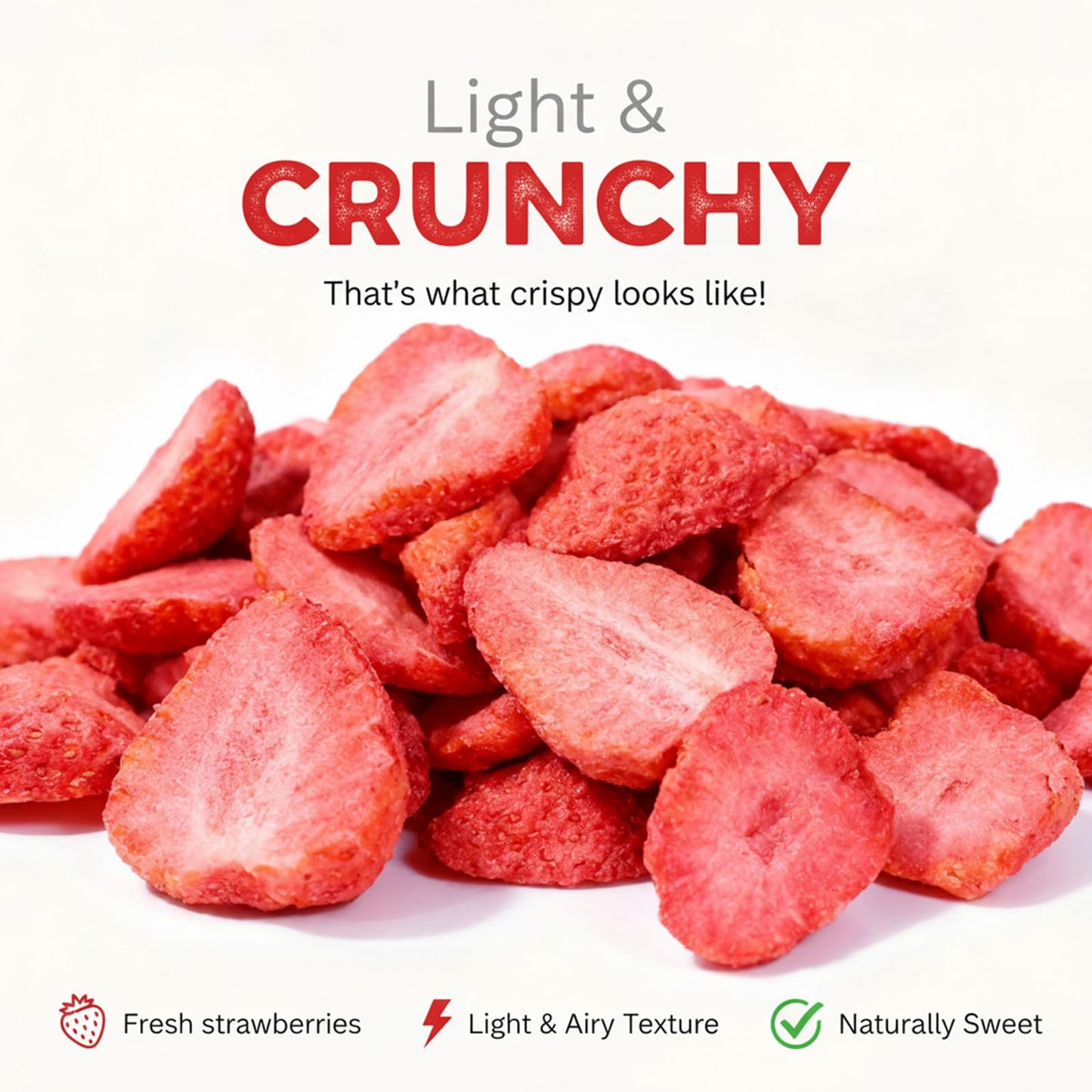Freeze Dried Strawberries Slices for Yogurt, Smoothies, and Baking | Fruits Snack & Dessert Topping |Dry Strawberry Crisps, Yumm