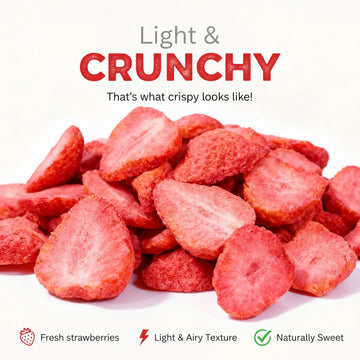 Freeze Dried Strawberries Slices for Yogurt, Smoothies, and Baking | Fruits Snack & Dessert Topping |Dry Strawberry Crisps, Yumm