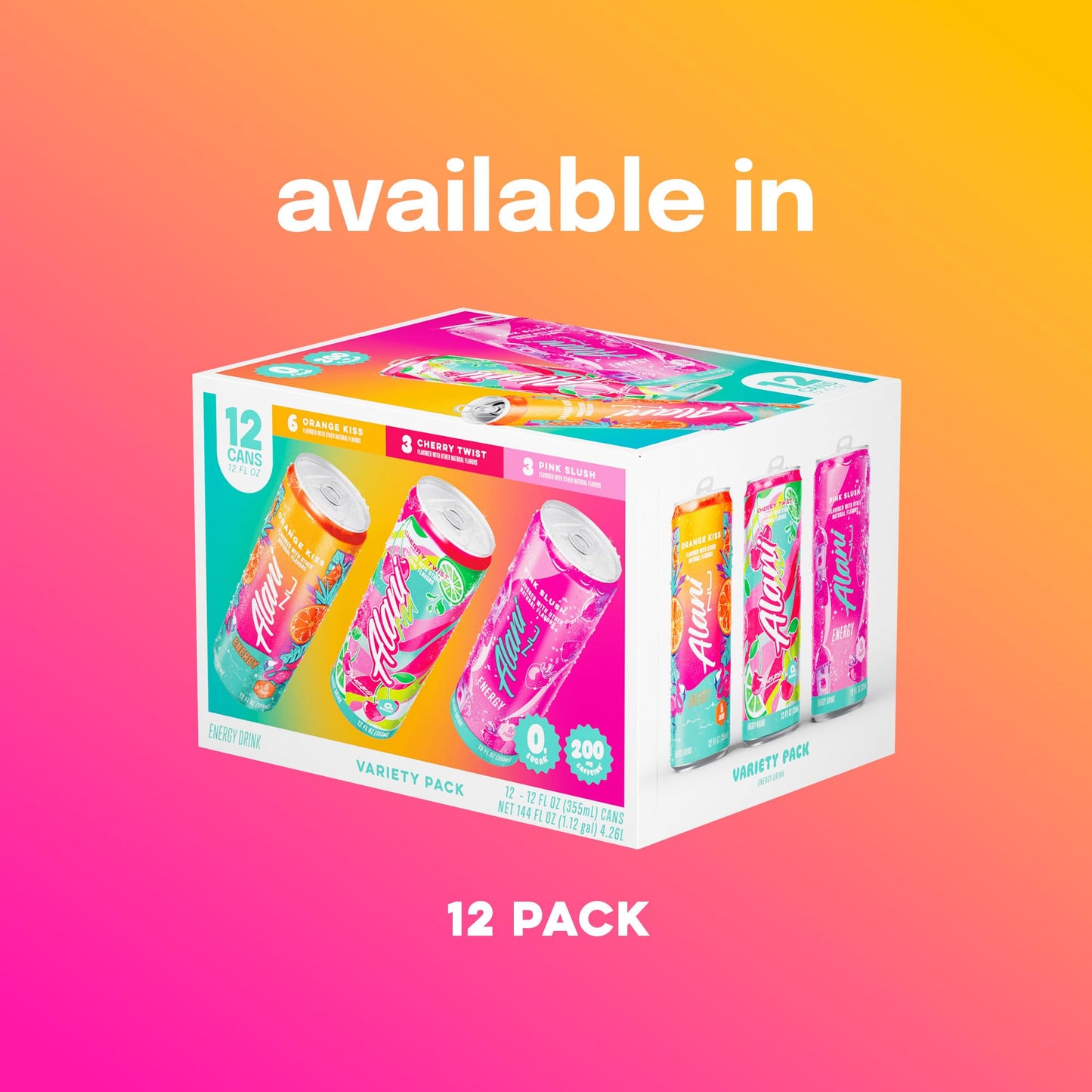 Alani Nu Energy Drink Variety Pack - Sugar Free, 200mg Caffeine, 12 Fl Oz Cans, Pack of 12