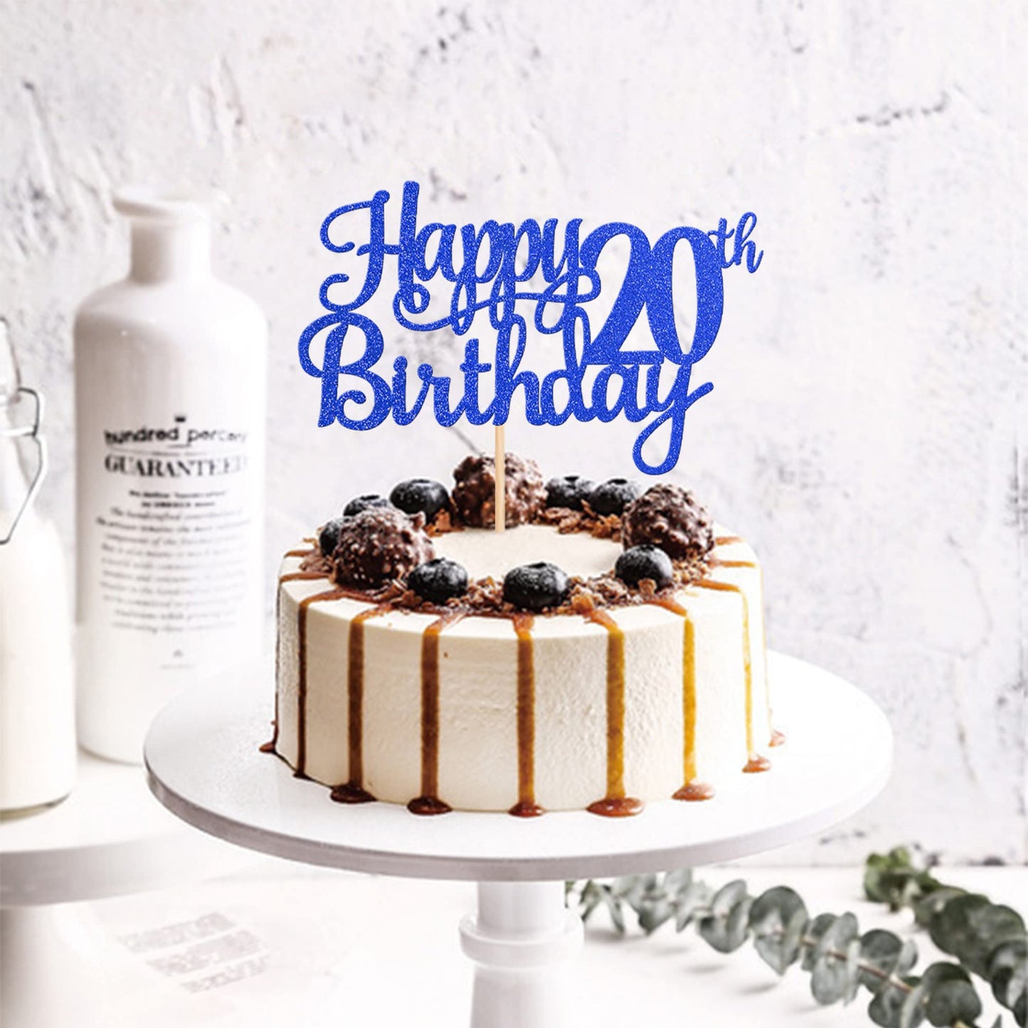 1 Pcs Happy 20Th Birthday Cake Topper Glitter Cheers To 20 Years Birthday Cake Pick Twenty 20 Fabulous Cake Decoration For Happy