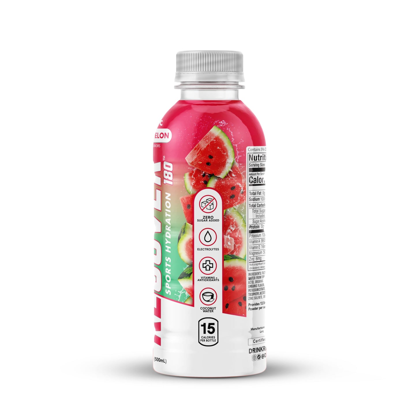 Recover 180 Organic Hydration Sports Drink, No Sugar Added, 15 Calorie Sports Beverage, Organic Flavors With Vitamins, Potassium
